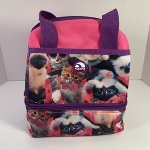 Igloo‎ Dual Compartment Lunch Bag - Pink/Purple - Kitten Theme - Kids - NEW